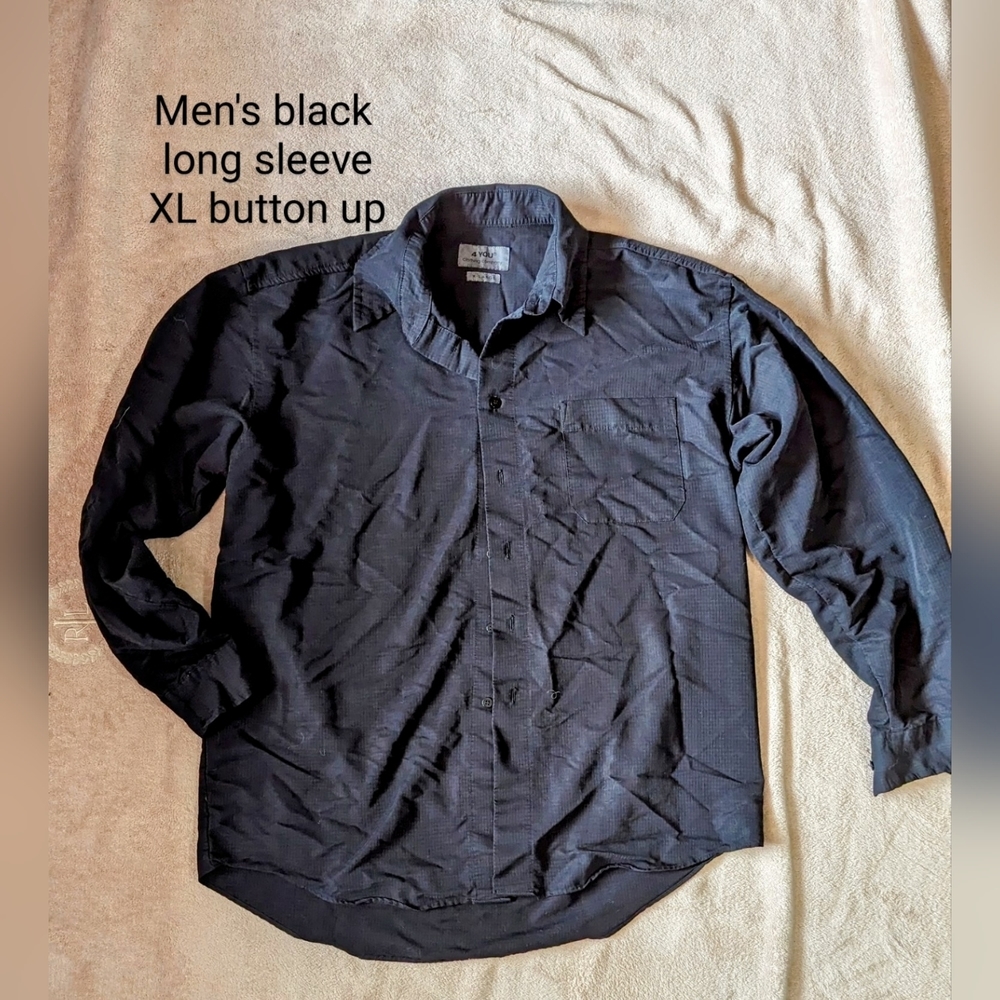 4-You men's long sleeve black XL button up shirt